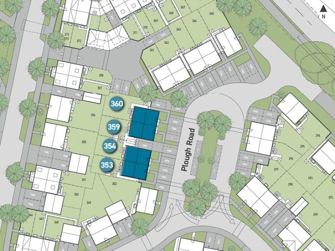 Site plan, 2 bedroom houses - artist's impression subject to change.